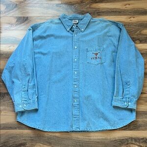Vintage Texas Longhorns Denim Button Down Shirt Men’s 3XL Red Oak Sportswear